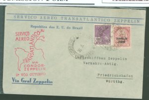 Brazil 330/C30 Cover carried on the ninth return flight (October 30, 1933) Graf Zeppelin (LZ127) from Brazil to Friedrichshaven,