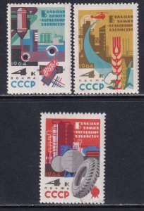 Russia 1964 Sc 2872-4 Chemical Industry Stamp MNH (2873 is hinged)