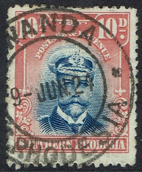 SOUTHERN RHODESIA 1924 KGV ADMIRAL 10D USED 
