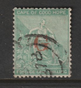 Griqualand West  a used COGH 1/- overprinted with a red large  G