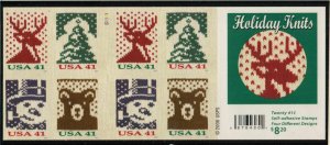 2007 Christmas knit Sc 4210d booklet pane of 20 41c plate number S1111