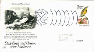 United States, United States First Day Cover, Birds, Flowers, Montana