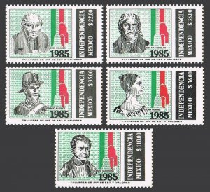 Mexico 1398-1402,MNH.Michel 1944-1948. Heroes of the Mexican Independence,1985.