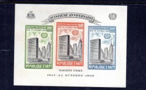 HAITI #C169a 1960 U.N HEADQUARTERS MINT VF NH O.G IMPERF. S/S