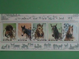 KOREA STAMP: 1991- COLORFUL LOVELY HORSES - CTO- NH S/S SHEET-   VERY RARE AND H