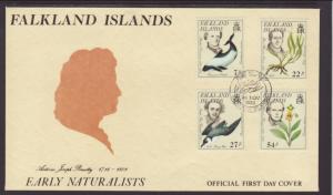 Falkland Islands 433-436 Naturalists 1985 U/A FDC
