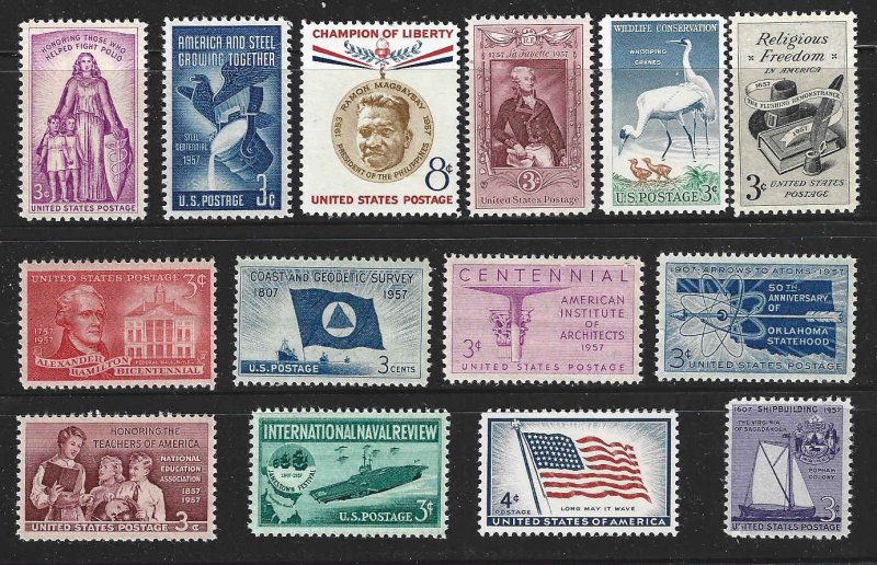 PCBstamps  1957 Commemoratives Year Set(1086-1099)(14), MNH, (2)