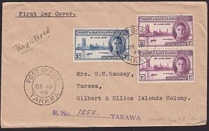 GILBERT & ELLICE IS 1946 Victory FDC registered ax Tarawa...................6224