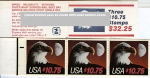 1985 Eagle - Moon  $10.75 Mint MNH booklet of 3 Sc 2122a plate number 11111