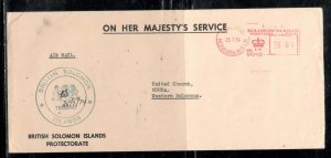 BRITISH SOLOMON ISLANDS COVER  PPO507 1974 OHMS STAMPLESS TO MUNDA