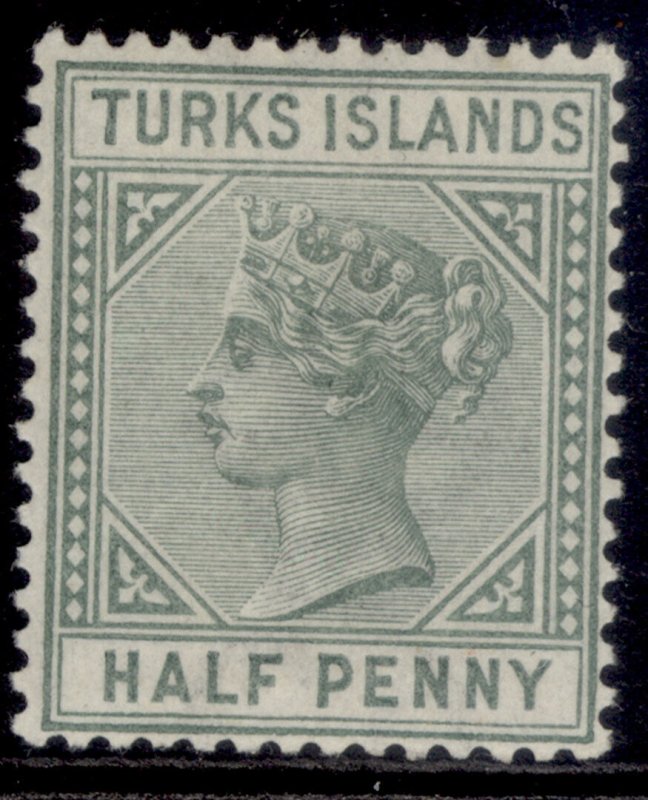 TURKS & CAICOS ISLANDS QV SG70, ½d dull green, M MINT.