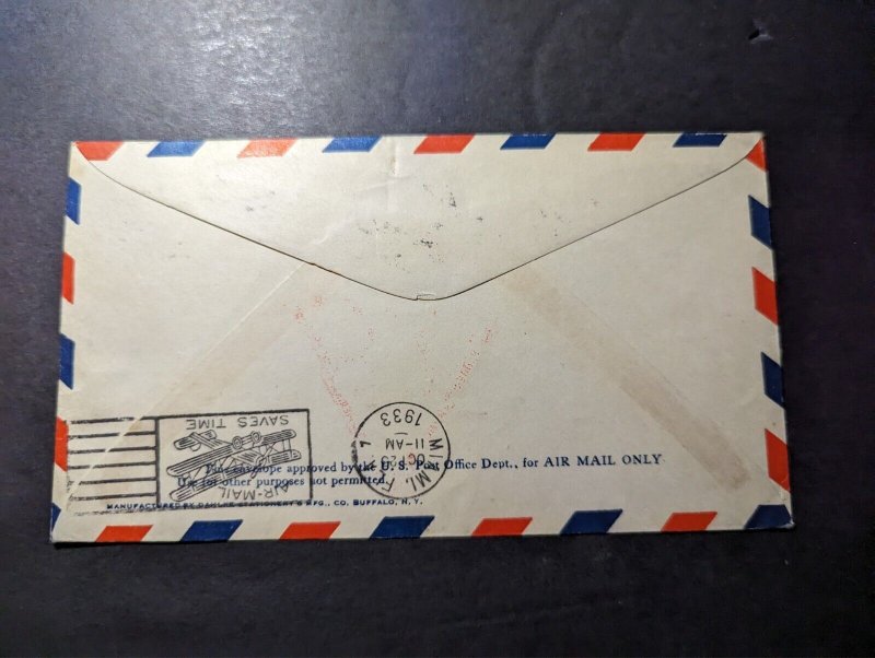 1933 USA LZ127 Graf Zeppelin Airmail Cover Varick to Brooklyn NY Century Exhibit