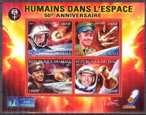 Mali 2011 Space 50 Years of Men's in Space III Sheet MNH