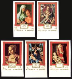 Fujeira Michel #662B-666B set/5 mnh - 1970 Durer - Dürer - paintings - imperf