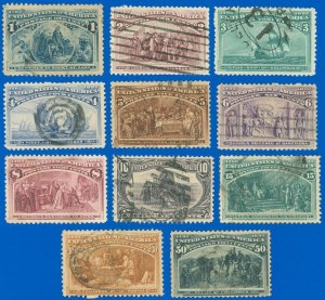 SCOTT #230-#240 COLUMBIANS, Used, Mostly VF, No Flaws of Note, SCV $410.20 (SK)