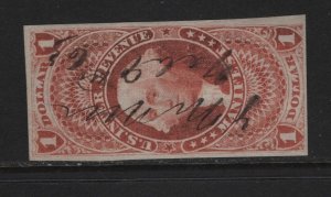 R72a VF used revenue stamp neat cancel nice color cv $ 50 ! see pic !