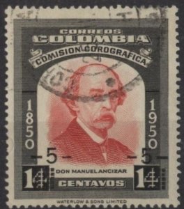 Colombia 614 (used) 14c Manuel Ancizar, black & rose red (1953)