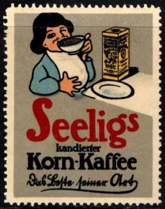 Vintage German Poster Stamp Seelig's Candied Grain Coffee