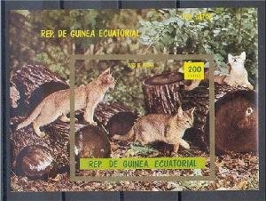 EQ GUINEA, CATS, MNH SHEETLET 1976	