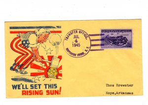 Patriotic WWII Tojo & Uncle Sam We'll Set Suspension Bridge NY 1945 Cove...