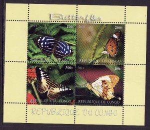 Congo-unused NH sheet of 4-Insects-Butterflies-2011-issu