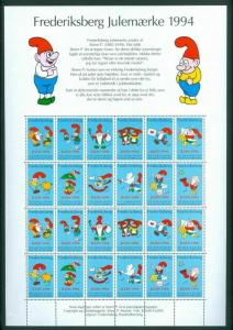 Denmark. Christmas Sheet Mnh 1994. Local: Frederiksberg. Storm P. Santas Cat,Dog