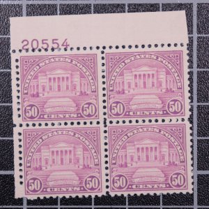 Scott 701 - 50 Cents Arlington MNH Plate Block Of 4 UL #20554 SCV - $230.00