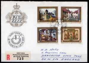 Liechtenstein 1978 Sc #650-53 Vaduz castle Set (4) FDC REGISTERED TO UK