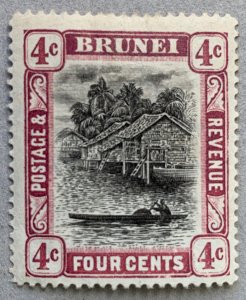 Brunei 1907 4c reddish purple, unused. Scott #19a, CV $80.00.  SG 26a