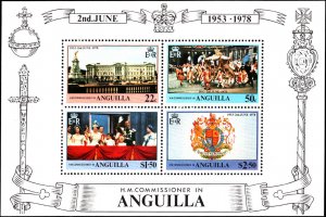 Anguilla #318a, Complete Set, S/S Only, 1978, Royalty, Never Hinged