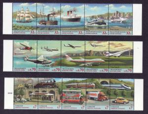 United Nations-Sc#713a,311a,227a-three unused NH strips-Transportation-1997-