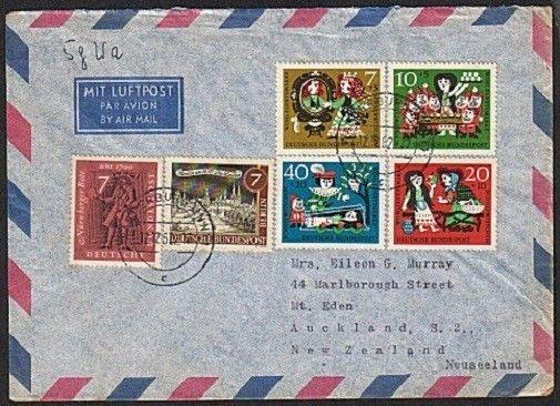 GERMANY 1962 airmail cover to New Zealand - nice franking..................17011