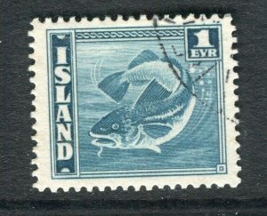 ICELAND; 1939 early Atlantic Fish 'Cod' issue fine used 1e. value