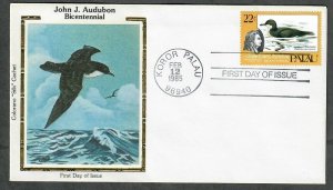 Palau 66 John J. Audubon Colorano Silk FDC 