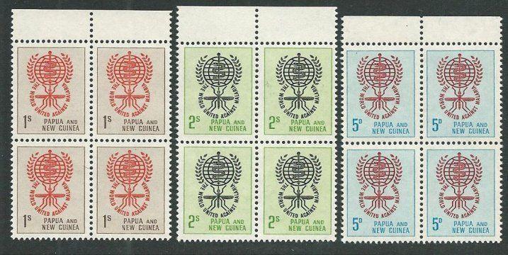 PAPUA NEW GUINEA 1962 Malaria set blocks of 4 MNH..........................66522