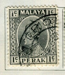 MALAYA PERAK; 1935 early Sultan issue fine used 1c. value