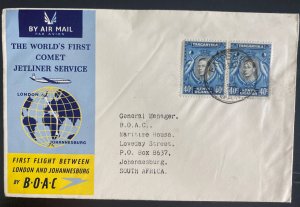 1952 Entebbe Uganda First Flight Airmail Cover FFC To England BOAC Jet Liner