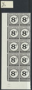 St Lucia SC# J9 SG D9a MNH block  Postage Due 1952  see details & scan free s...