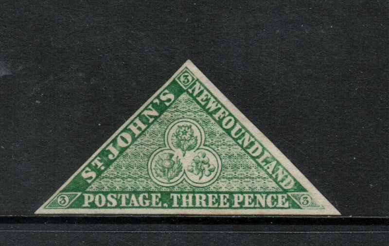 Newfoundland #3 Very fine Mint Unused (No Gum) With Handstamp *With Certificate*