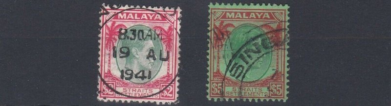 MALAYA  STRAITS SETTLEMENTS  1938 - 41  S G 291 - 92  $2 & $5  VALUES  USED