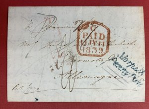 Great Britain, 1839 Stampless Cover / 3 1/2 Page Letter, from London to Germany
