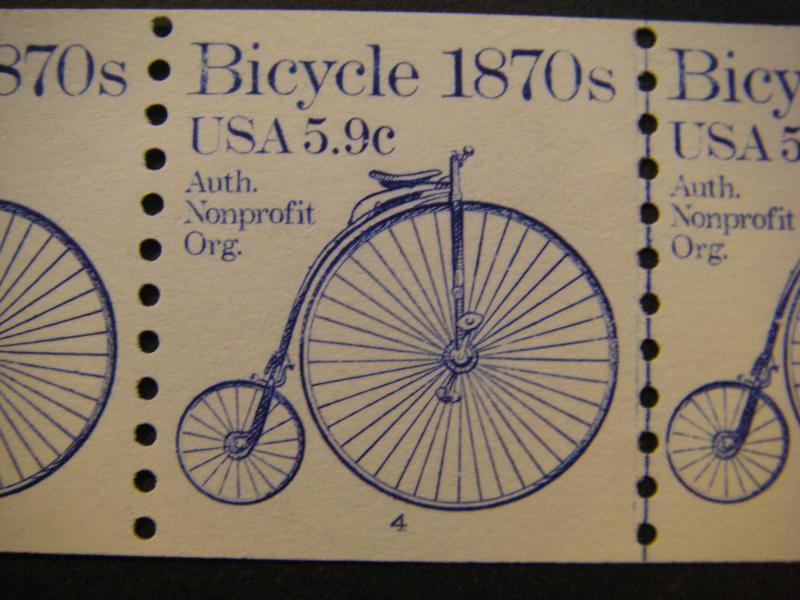 Scott 1901, 5.9c Bicycle, PNC5 #3 & 4, MNH Transportation Beauties