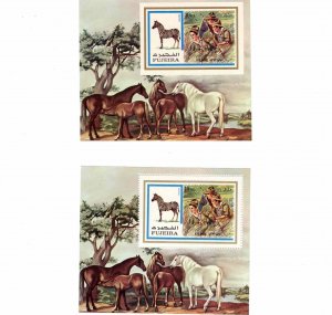 Fujeira 1972 Souvenir 2 Minisheets Scouting Zebra MNH Perf and Imperfect