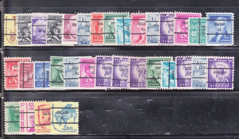 Precancels - 154 Different Illinois Bureau Precancels, Various Towns