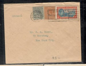 BAHAMAS COVER  (P3004B)  141 KGV 2D+4D+KGVI4D A/M TO USA