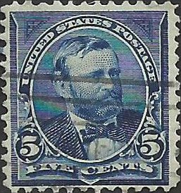 # 281 Dark Blue Used Line Thru Left 5 Ulysses S. Grant