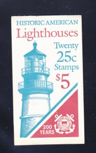 US BK171 1990 $5.00 Historic American Lighthouses Full Booklet Plate #5 Scv $30.