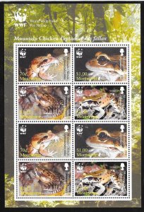 MONTSERRAT SC 1159NH MINISHEET of 2006 - WWF - FROGS