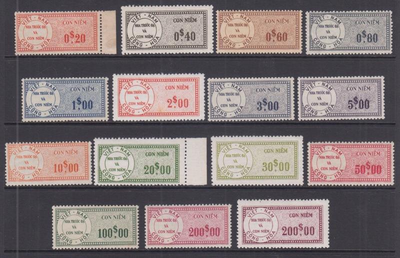 South Viet Nam Bft 45a/61 MNH. 1960 Fiscals, 15 different