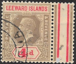 LEEWARD ISLANDS SG52 1922 4d BLACK & RED ON PALE YELLOW USED